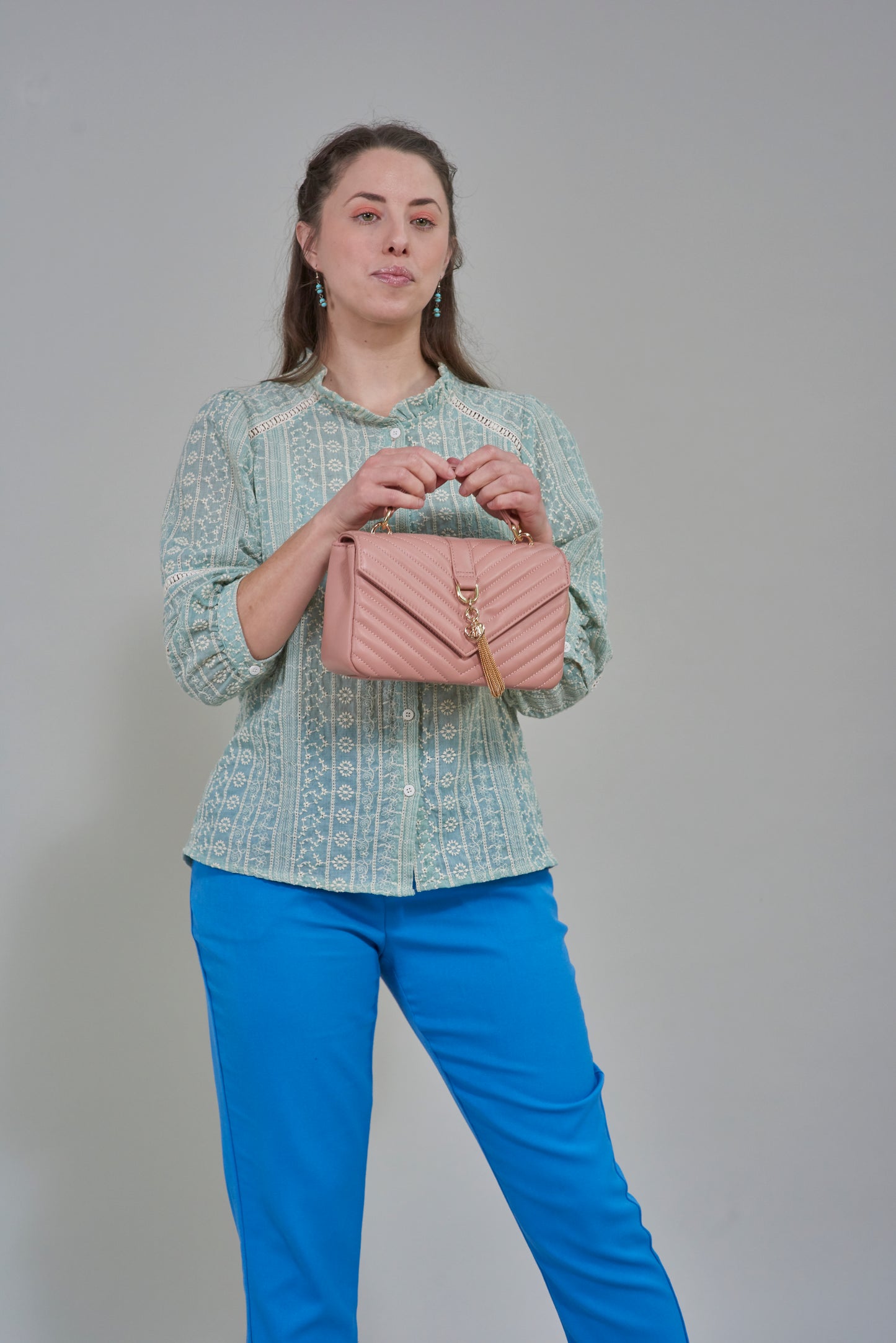 Iris Chevron Purse - Dusty Pink
