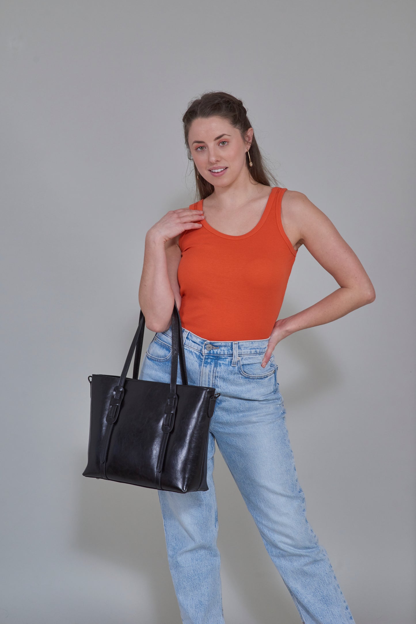 Sienna Leather Clasp Tote