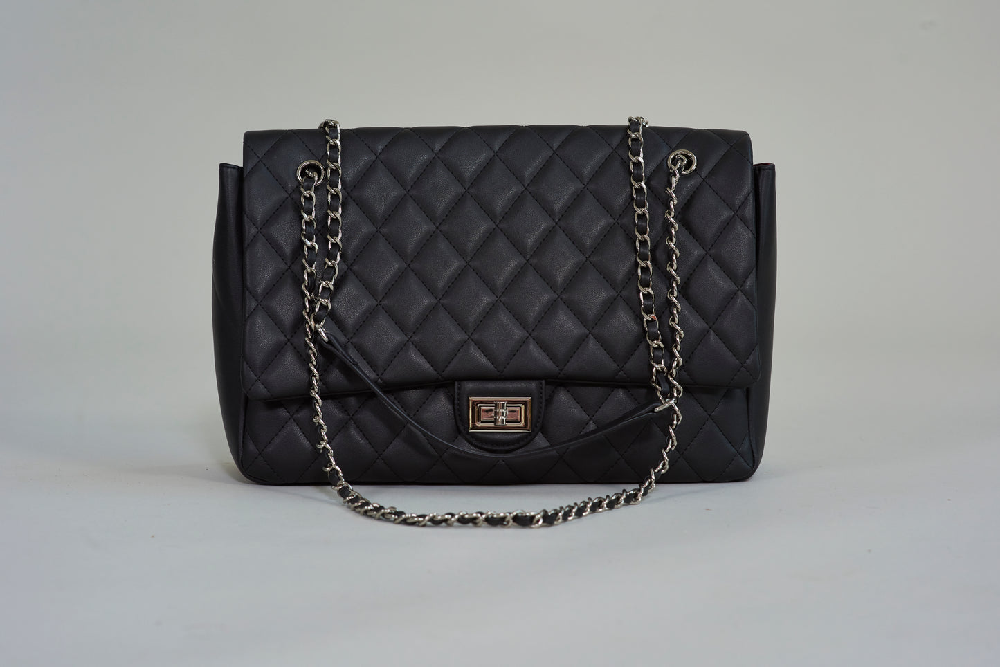 Cora Diamond Quilt Handbag - Silver