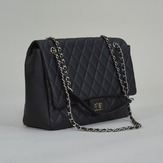 Cora Diamond Quilt Handbag - Silver