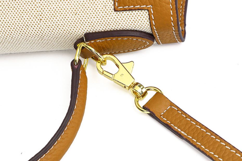 Ashley Canvas & Leather Padlock Handbag - Gold Hardware 28cm