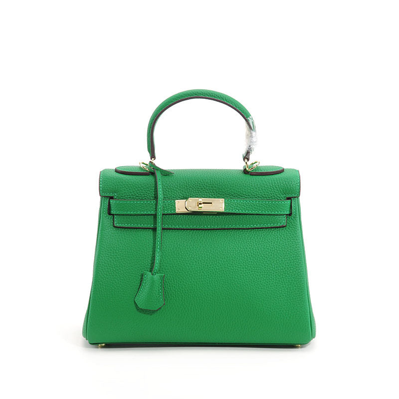 Ava Leather Padlock Handbag - Gold Hardware 25 cm