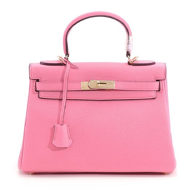 Ava Leather Padlock Handbag - Gold Hardware 32 cm