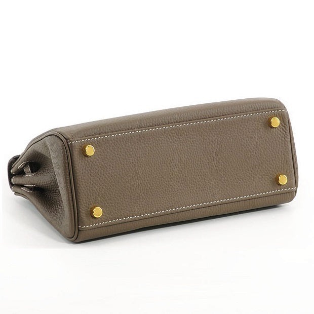 Ava Leather Padlock Handbag - Gold Hardware 25 cm