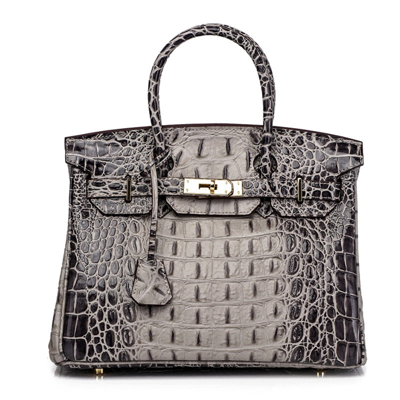 Haden Dual Tone Croc Embossed Leather Handbag - Gold 30 cm & 35 cm