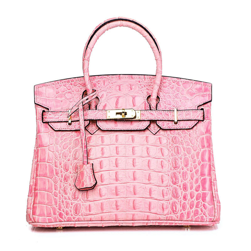 Haden Dual Tone Croc Embossed Leather Handbag - Gold 30 cm & 35 cm