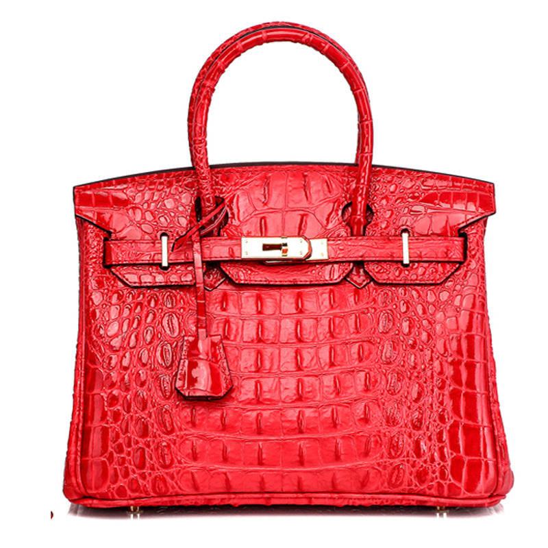 Haden Dual Tone Croc Embossed Leather Handbag - Gold 30 cm & 35 cm