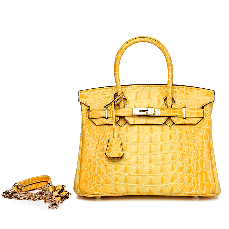 Haden Dual Tone Croc Embossed Leather Handbag - Gold 30 cm & 35 cm