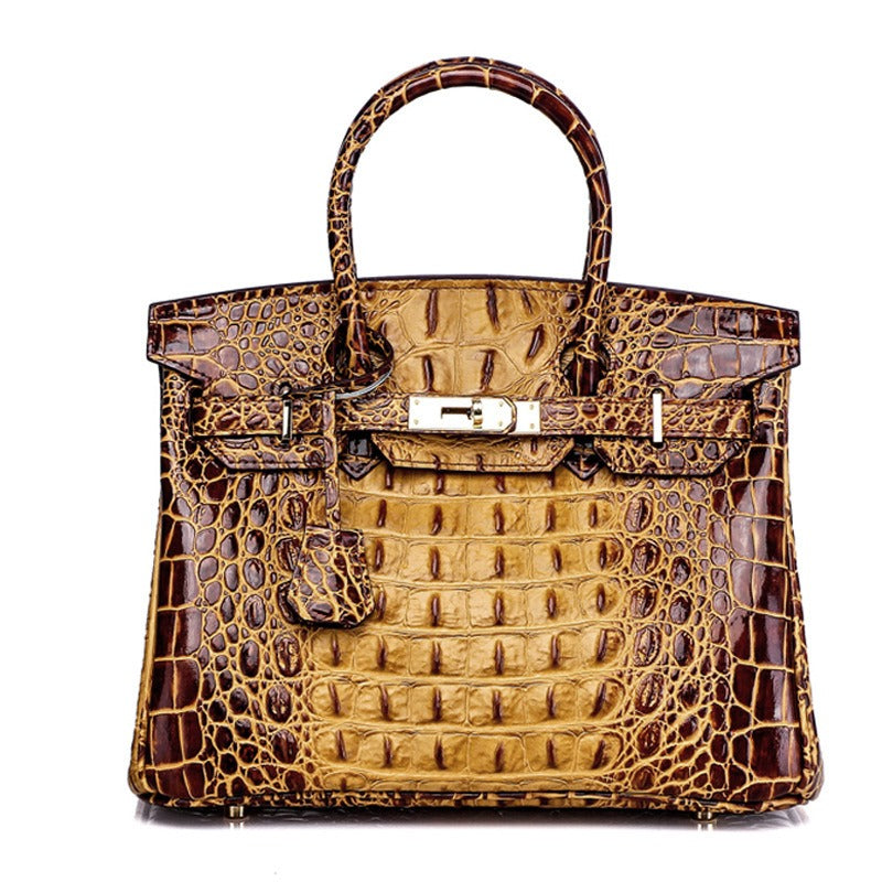 Haden Dual Tone Croc Embossed Leather Handbag - Gold 30 cm & 35 cm