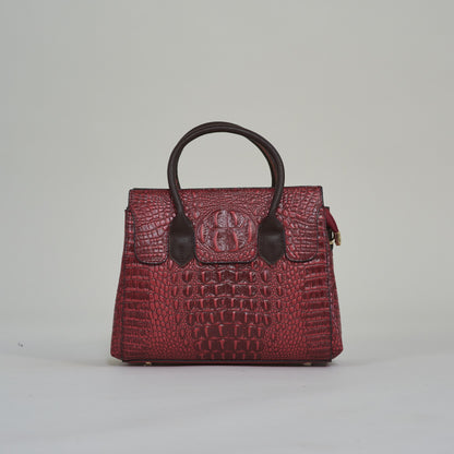 Ruby Croc Dual-Toned Handbag