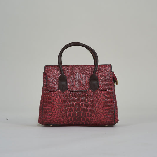 Ruby Croc Dual-Toned Handbag