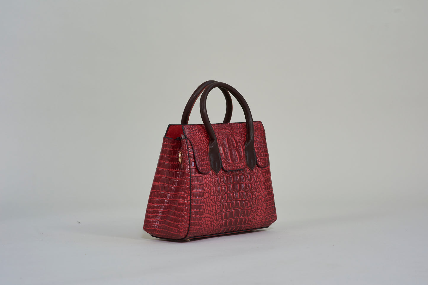 Ruby Croc Dual-Toned Handbag