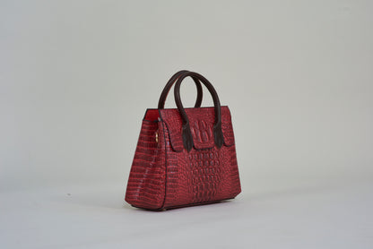 Ruby Croc Dual-Toned Handbag
