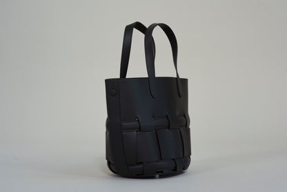 Evie Cross-Stitch Leather Bucket Bag