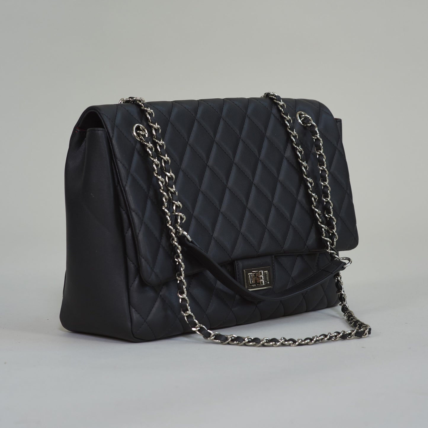 Cora Diamond Quilt Handbag - Silver