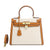 Ashley Canvas & Leather Padlock  Handbag - Gold Hardware 28cm