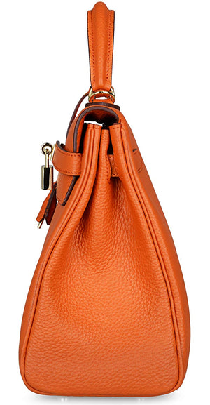 Ava Leather Padlock Handbag - Gold Hardware 32 cm