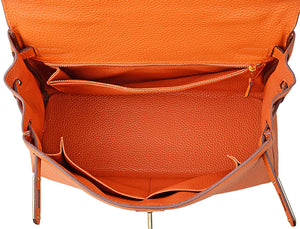 Ava Leather Padlock Handbag - Gold Hardware 32 cm