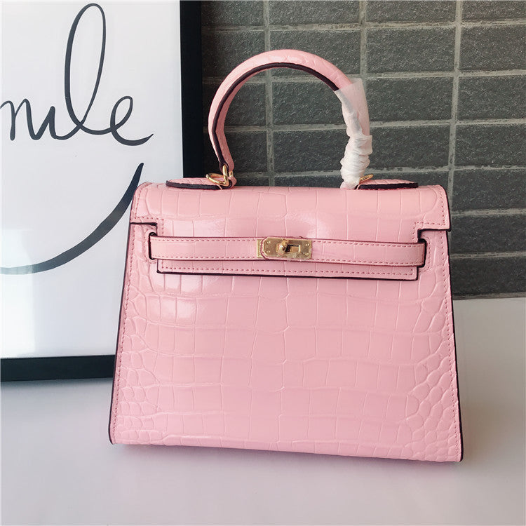 Ava Croc Padlock Handbag - Gold Hardware 25 cm
