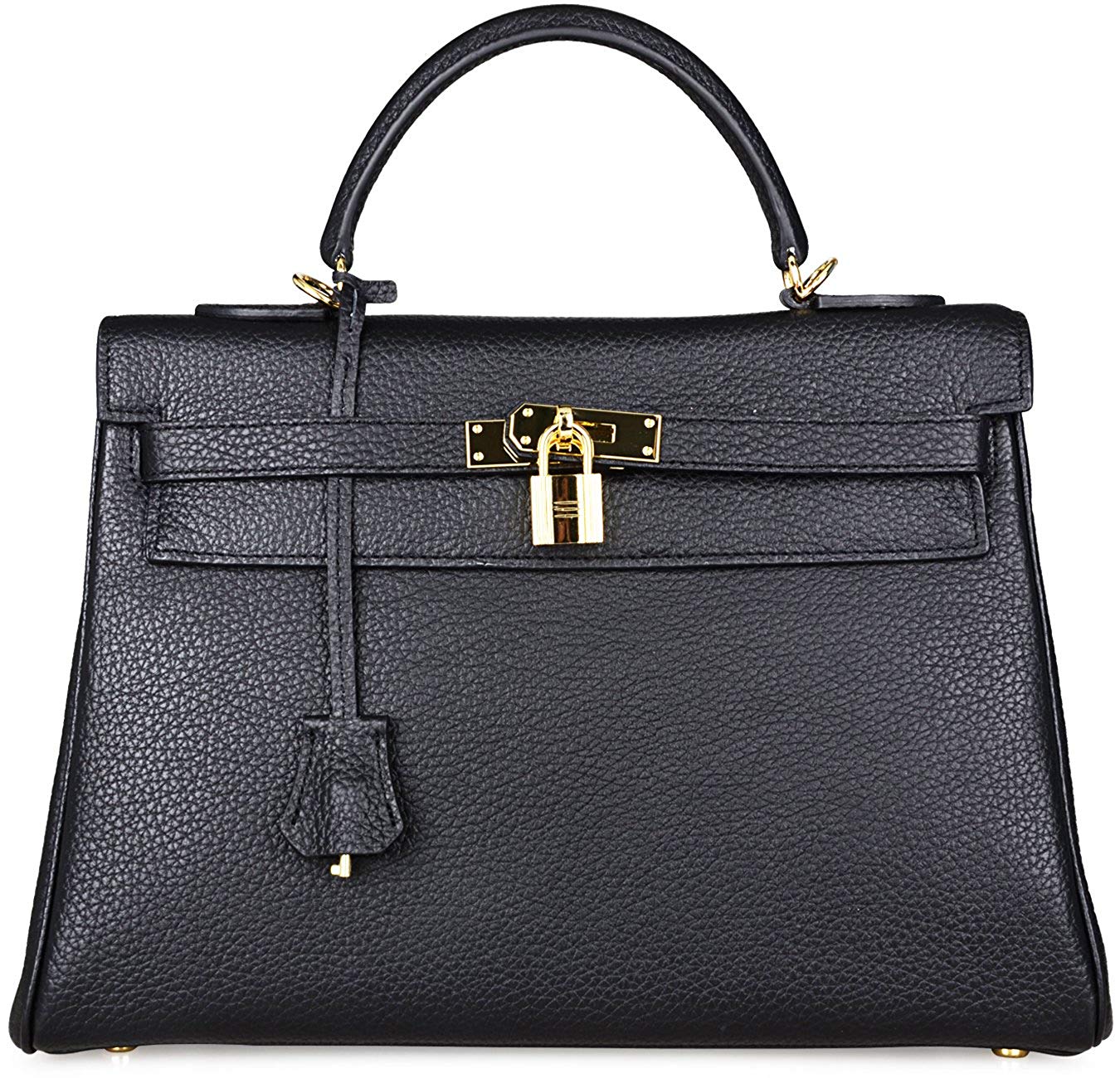Ava Leather Padlock Handbag - Gold Hardware 28 cm