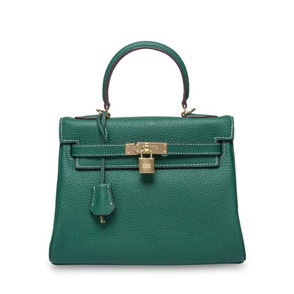 Ava Leather Padlock Handbag - Gold Hardware 28 cm