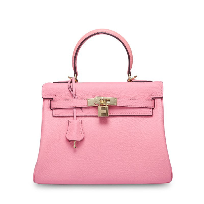 Ava Leather Padlock Handbag - Gold Hardware 28 cm