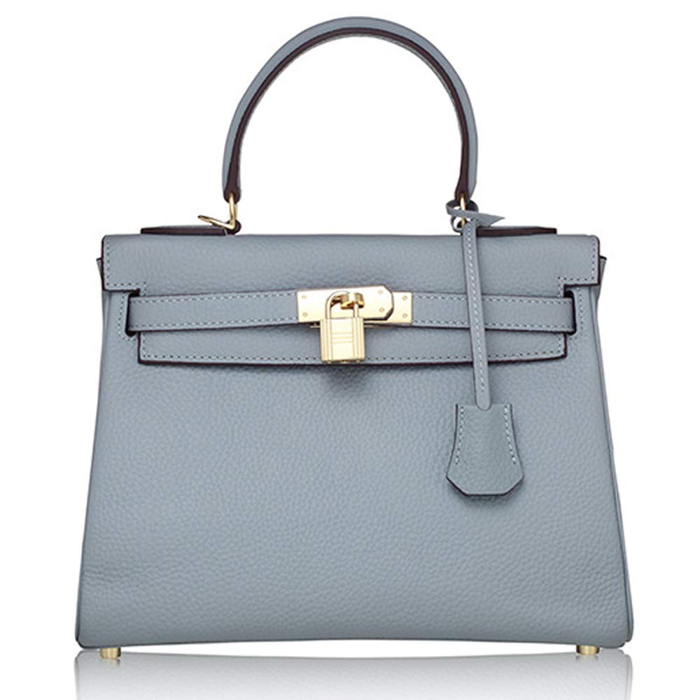 Ava Leather Padlock Handbag - Gold Hardware 28 cm