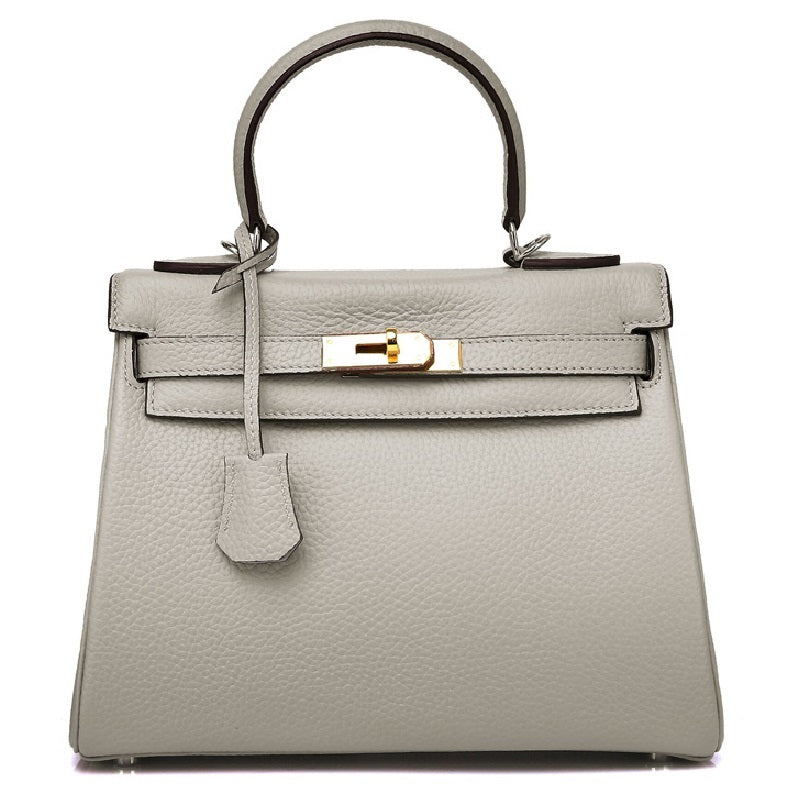 Ava Leather Padlock Handbag - Gold Hardware 28 cm