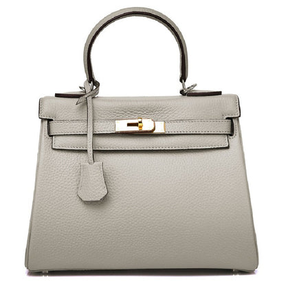 Ava Leather Padlock Handbag - Gold Hardware 28 cm