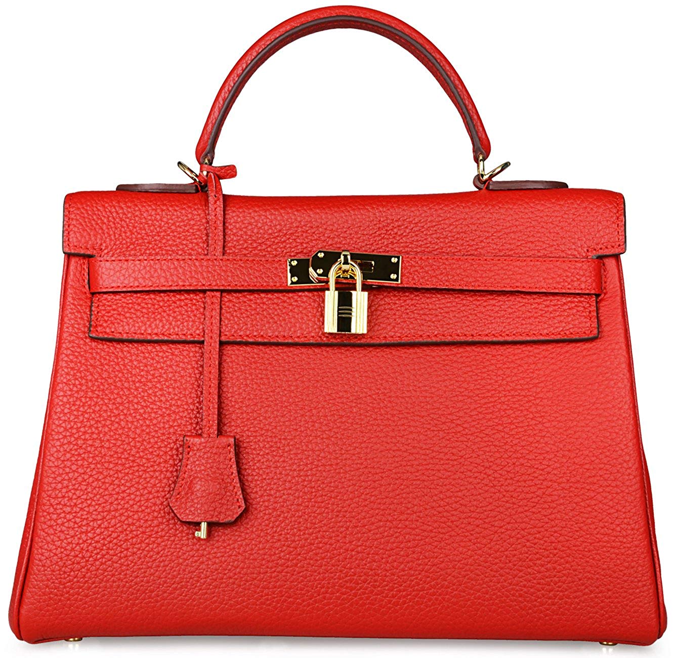 Ava Leather Padlock Handbag - Gold Hardware 28 cm