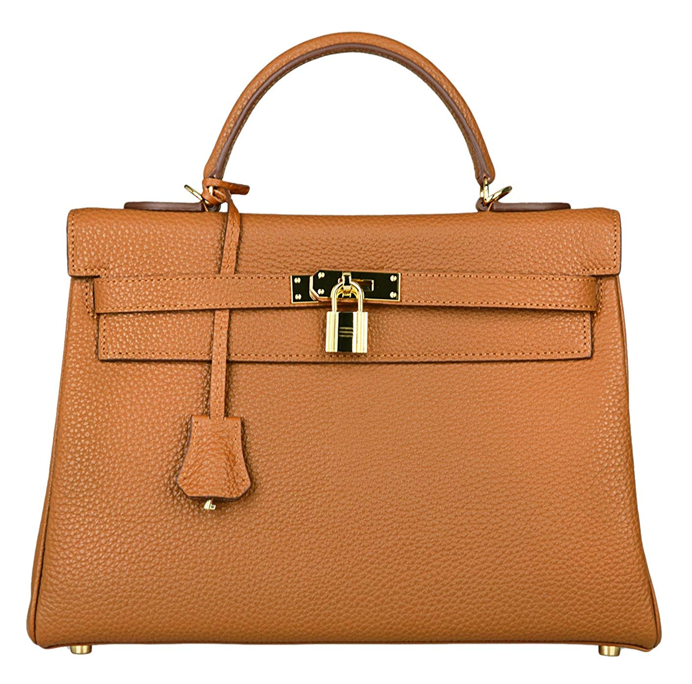 Ava Leather Padlock Handbag - Gold Hardware 28 cm