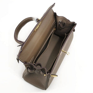 Ava Leather Padlock Handbag - Gold Hardware 32 cm