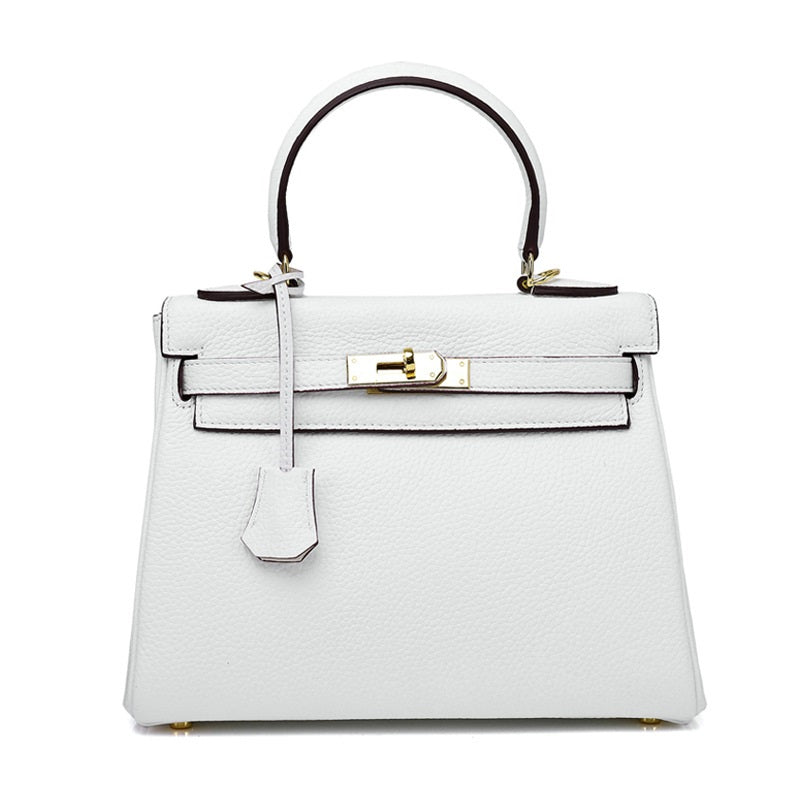 Ava Leather Padlock Handbag - Gold Hardware 28 cm