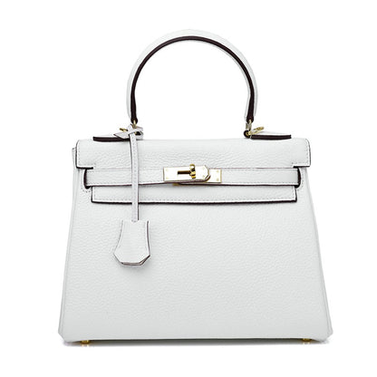 Ava Leather Padlock Handbag - Gold Hardware 28 cm