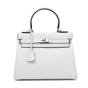 Ava Leather Padlock Handbag - Gold Hardware 28 cm
