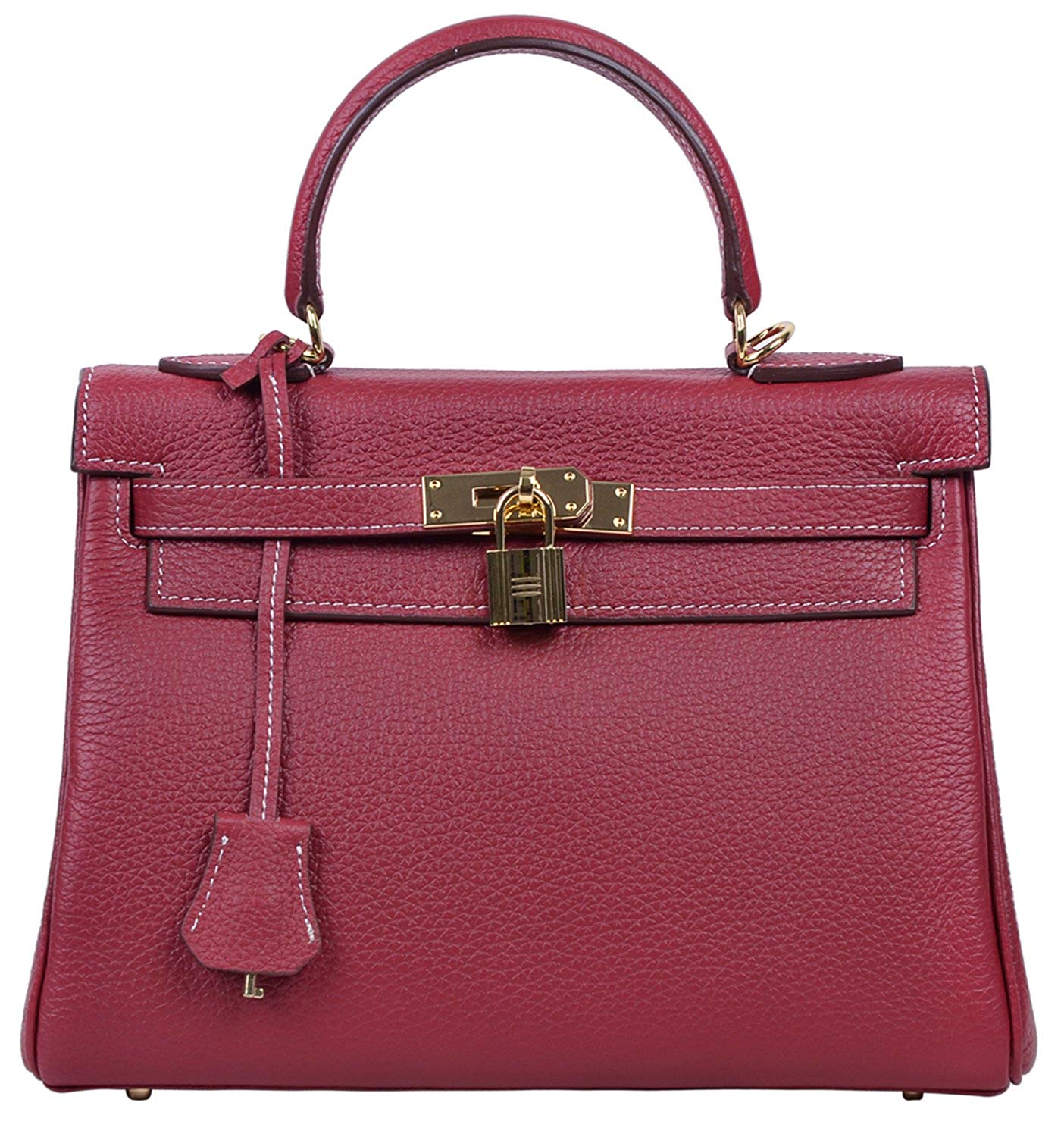 Ava Leather Padlock Handbag - Gold Hardware 28 cm