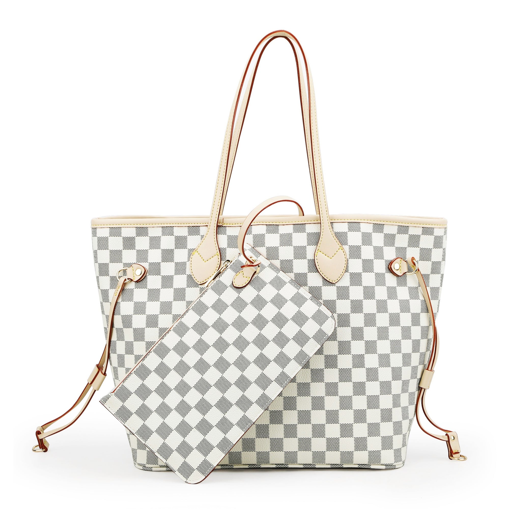 Crissy Checkered Totes with Wristlet Pochette