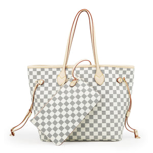 Crissy Checkered Totes with Wristlet Pochette