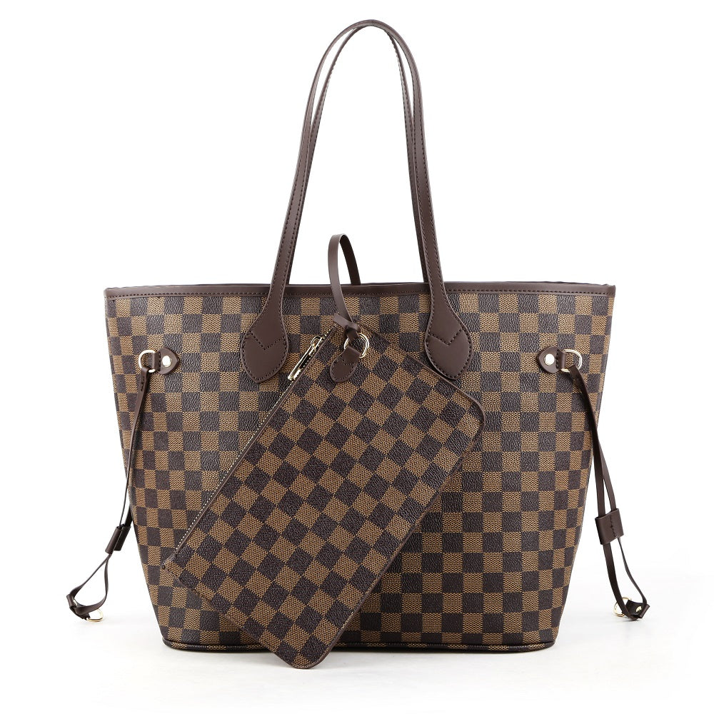 Crissy Checkered Totes with Wristlet Pochette