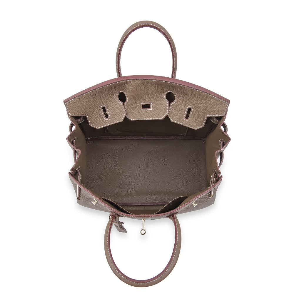Erin Leather Padlock Handbag - Gold Hardware 35 cm