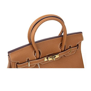 Erin Leather Padlock Handbag - Gold Hardware 30 cm