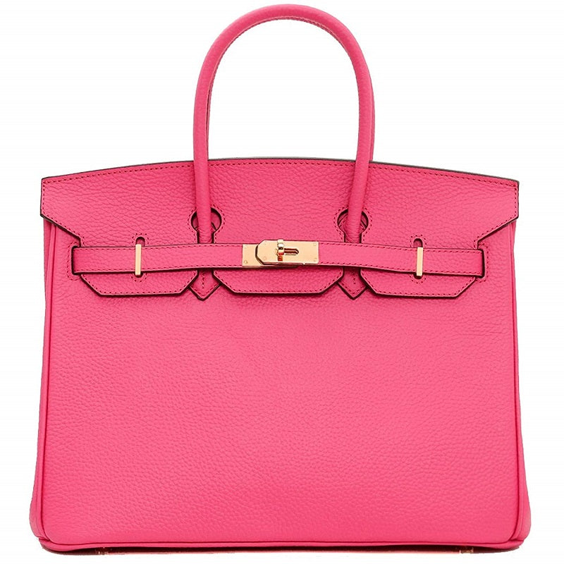 Erin Leather Padlock Handbag - Gold Hardware 25 cm