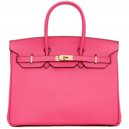 Erin Leather Padlock Handbag - Gold Hardware 25 cm