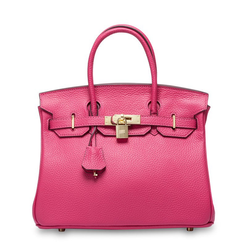 Erin Leather Padlock Handbag - Gold Hardware 35 cm