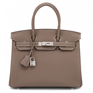 Erin Leather Padlock Handbag - Silver Hardware 30 cm