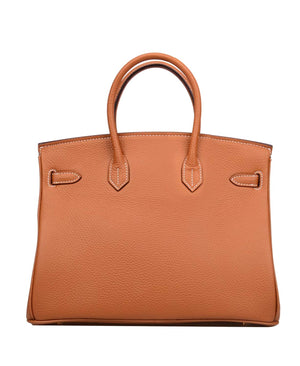 Erin Leather Padlock Handbag - Gold Hardware 25 cm