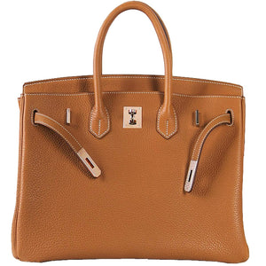 Erin Leather Padlock Handbag - Gold Hardware 35 cm