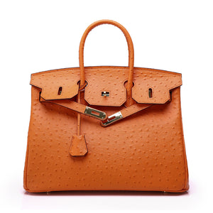 Erin Ostrich Handbag - Gold 25cm, 30cm & 35cm