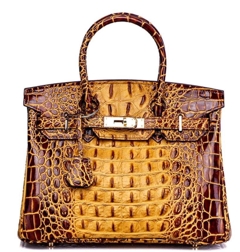 Haden Small Croc Leather Handbag - Silver Hardware 22cm