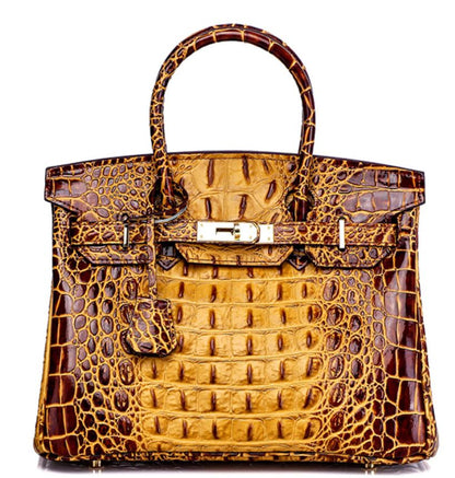 Haden Small Croc Leather Handbag - Silver Hardware 22cm